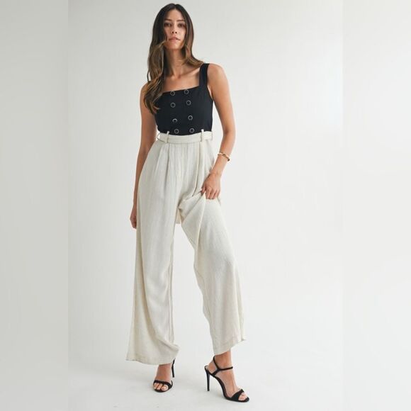 Claire’s Cream Wide-Leg Pant Jumpsuit - Picture 1 of 16
